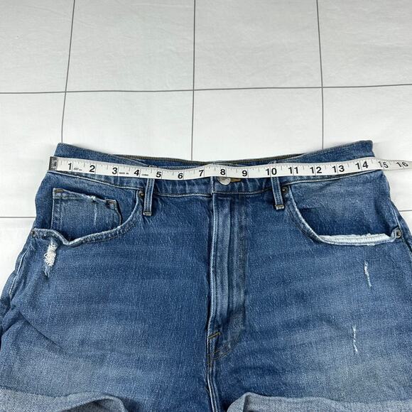 Frame Denim Shorts Womens 31 Blue Le Vintage Short Superstition Raw Hem Cuff - Picture 7 of 12